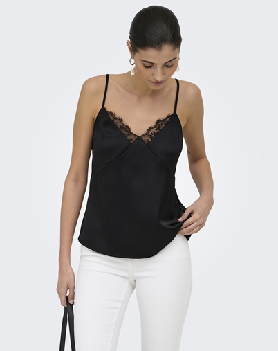 Only - ONLFaraya Strap Lae Satin Top - Black